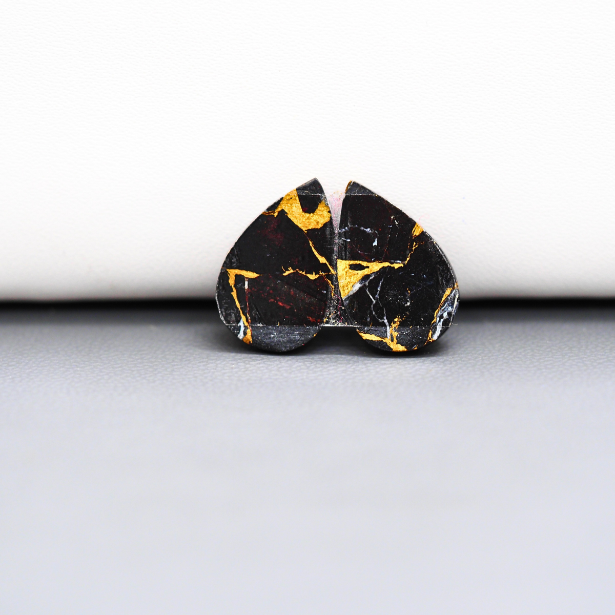 Kingman Black Buffalo Copper Composite Pear Cabochon Pair 14x11x3mm 10.5ct - black stone with bright copper veins - Pedra Gems