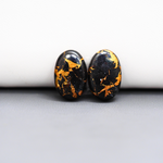 Kingman Black Buffalo Copper Composite Oval Cabochon Pair 16x11x4mm 13ct - black stone with bright copper veins - Pedra Gems