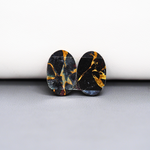 Kingman Black Buffalo Copper Composite Oval Cabochon Pair 16x11x4mm 13ct - black stone with bright copper veins - Pedra Gems