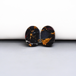 Kingman Black Buffalo Copper Composite Oval Cabochon Pair 15x11x3mm 10.5ct - black stone with bright copper veins - Pedra Gems