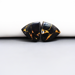 Kingman Black Buffalo Copper Composite Trillion Cabochon Pair 24x14x4mm 11.5ct - black stone with bright copper veins - Pedra Gems