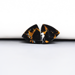 Kingman Black Buffalo Copper Composite Trillion Cabochon Pair 24x14x4mm 11.5ct - black stone with bright copper veins - Pedra Gems