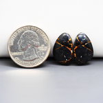 Kingman Black Buffalo Copper Composite Freeform Cabochon Pair 18x11x4mm 14ct - black stone with bright copper veins - Pedra Gems