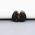 Kingman Black Buffalo Copper Composite Freeform Cabochon Pair 18x11x4mm 14ct - black stone with bright copper veins - Pedra Gems