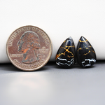 Kingman Black Buffalo Copper Composite Pear Cabochon Pair 17x10x3mm 8ct - black stone with bright copper veins - Pedra Gems