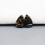 Kingman Black Buffalo Copper Composite Pear Cabochon Pair 17x10x3mm 8ct - black stone with bright copper veins - Pedra Gems