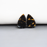 Kingman Black Buffalo Copper Composite Pear Cabochon Pair 17x10x3mm 8ct - black stone with bright copper veins - Pedra Gems