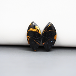 Kingman Black Buffalo Copper Composite Marquise Cabochon Pair 22x11x3mm 10.5ct - black stone with bright copper veins - Pedra Gems