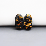 Kingman Black Buffalo Copper Composite Oval Cabochon Pair 19x10x3mm 13.5ct - black stone with bright copper veins - Pedra Gems
