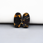 Kingman Black Buffalo Copper Composite Oval Cabochon Pair 19x10x3mm 13.5ct - black stone with bright copper veins - Pedra Gems