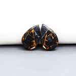 Kingman Black Buffalo Copper Composite Pear Cabochon Pair 20x13x3mm 16ct - black stone with bright copper veins - Pedra Gems