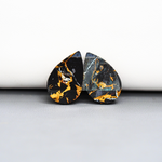 Kingman Black Buffalo Copper Composite Pear Cabochon Pair 20x13x3mm 16ct - black stone with bright copper veins - Pedra Gems