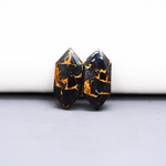 Kingman Black Buffalo Copper Composite Hexagon Cabochon Pair 21x10x3mm 13.5ct - black stone with bright copper veins - Pedra Gems