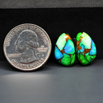 Peacock Dahlia composite pair 13x11x3mm 10.5ct freeform cabochon - photo 1