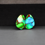 Peacock Dahlia composite pair 13x11x3mm 10.5ct freeform cabochon - photo 3