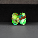 Peacock Dahlia composite pair 17x10x3mm 12ct oval cabochon - photo 3