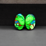 Peacock Dahlia composite pair 18x12x3mm 14ct oval cabochon - photo 2