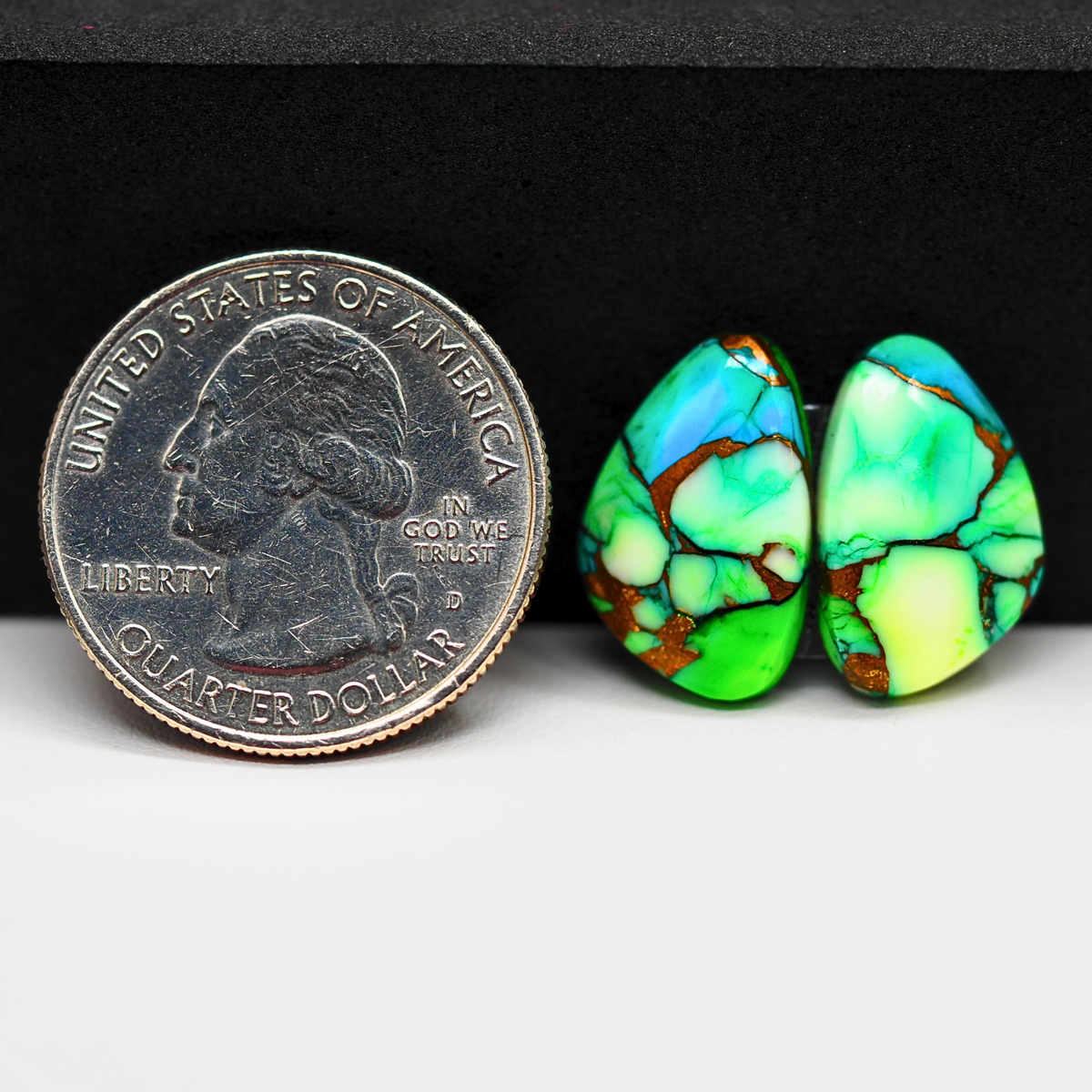 Peacock Dahlia composite pair 14x11x3mm 12.5ct freeform cabochon - photo 1