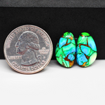 Peacock Dahlia composite pair 17x10x3mm 10.5ct freeform cabochon - photo 1