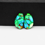 Peacock Dahlia composite pair 17x10x3mm 10.5ct freeform cabochon - photo 2