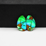 Peacock Dahlia composite pair 17x10x3mm 10.5ct freeform cabochon - photo 3