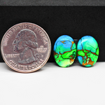 Peacock Dahlia composite pair 15x11x3mm 9ct oval cabochon - photo 1