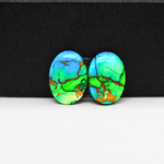 Peacock Dahlia composite pair 15x11x3mm 9ct oval cabochon - photo 2