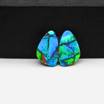 Peacock Dahlia composite pair 15x10x3mm 10.5ct freeform cabochon - photo 3