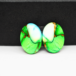 Peacock Dahlia composite pair 18x13x3mm 15ct oval cabochon - photo 2