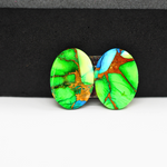 Peacock Dahlia composite pair 18x13x3mm 15ct oval cabochon - photo 3
