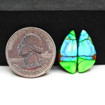 Peacock Dahlia composite pair 20x9x3mm 10ct freeform cabochon - photo 1