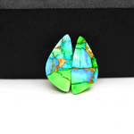 Peacock Dahlia composite pair 20x9x3mm 10ct freeform cabochon - photo 3