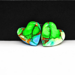 Peacock Dahlia composite pair 16x16x3mm 13.5ct heart cabochon - photo 2