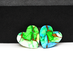 Peacock Dahlia composite pair 16x16x3mm 13.5ct heart cabochon - photo 3