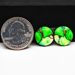 Peacock Dahlia composite pair 14x14x3mm 13.5ct round cabochon - photo 1