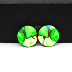 Peacock Dahlia composite pair 14x14x3mm 13.5ct round cabochon - photo 2