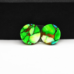 Peacock Dahlia composite pair 14x14x3mm 13.5ct round cabochon - photo 3