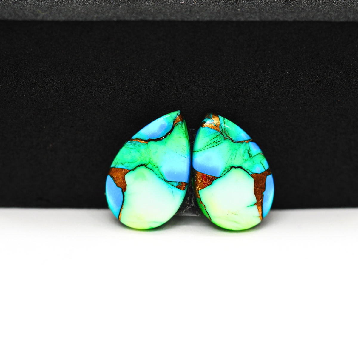 Peacock Dahlia composite pair 17x11x3mm 9.5ct pear cabochon - photo 2