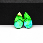 Peacock Dahlia composite pair 19x10x3mm 11ct pear cabochon - photo 2