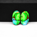 Peacock Dahlia composite pair 19x12x3mm 15ct oval cabochon - photo 2