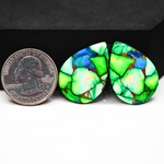 Peacock Dahlia composite pair 27x20x3mm 33ct pear cabochon - photo 1