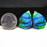 Peacock Dahlia composite pair 27x20x3mm 30.5ct pear cabochon - photo 1