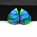 Peacock Dahlia composite pair 27x20x3mm 30.5ct pear cabochon - photo 2