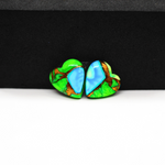 Peacock Dahlia composite pair 13x12x3mm 8.5ct heart cabochon - photo 2