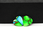 Peacock Dahlia composite pair 13x12x3mm 8.5ct heart cabochon - photo 3