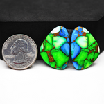 Peacock Dahlia composite pair 29x21x3mm 36ct freeform cabochon - photo 1