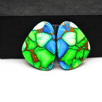 Peacock Dahlia composite pair 29x21x3mm 36ct freeform cabochon - photo 2