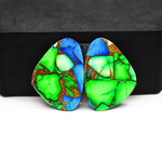 Peacock Dahlia composite pair 29x21x3mm 36ct freeform cabochon - photo 3
