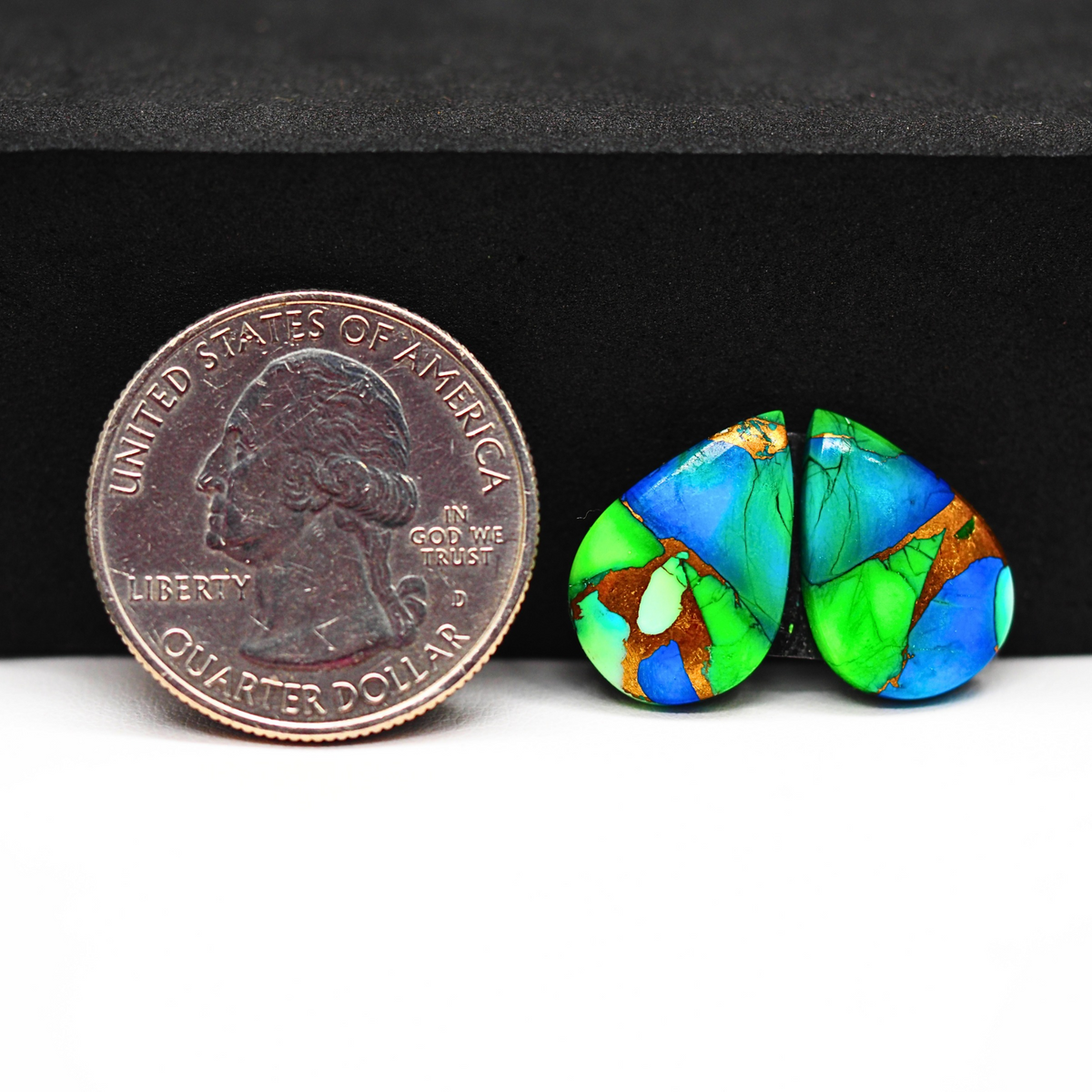 Peacock Dahlia composite pair 17x11x3mm 10.5ct pear cabochon - photo 1