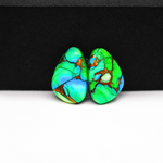 Peacock Dahlia composite pair 17x11x3mm 11ct freeform cabochon - photo 2